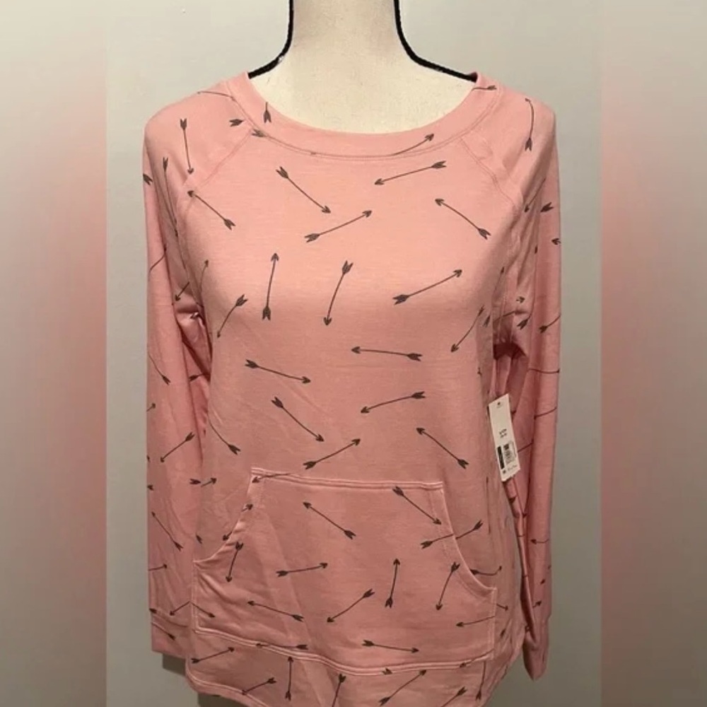 NWT No Boundaries Lightweight Sweatshirt Pink with Gray Arrow Print Juniors S